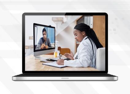 course preview image of healthcare worker conducting telehealth appointment with patient on screen